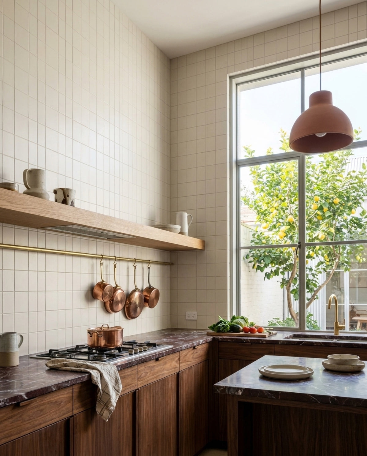 Tarwin Sandbar Matt 100x100 tiles in a kitchen