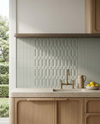 Tarwin Thunder 3D Matt 50x150 tiles in a kitchen