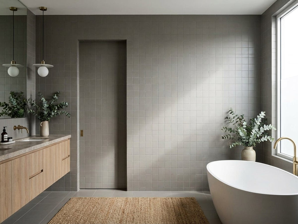 Tarwin Thunder Matt 100x100 tiles in a room