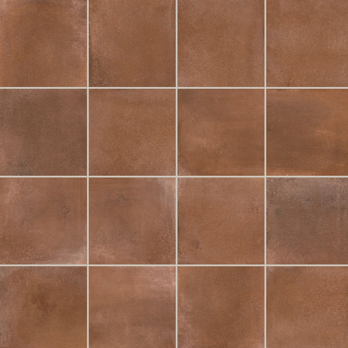 Terracotta Cotto Matt 100x100, true-scale swatch: 400 x 400 mm of wall at real size