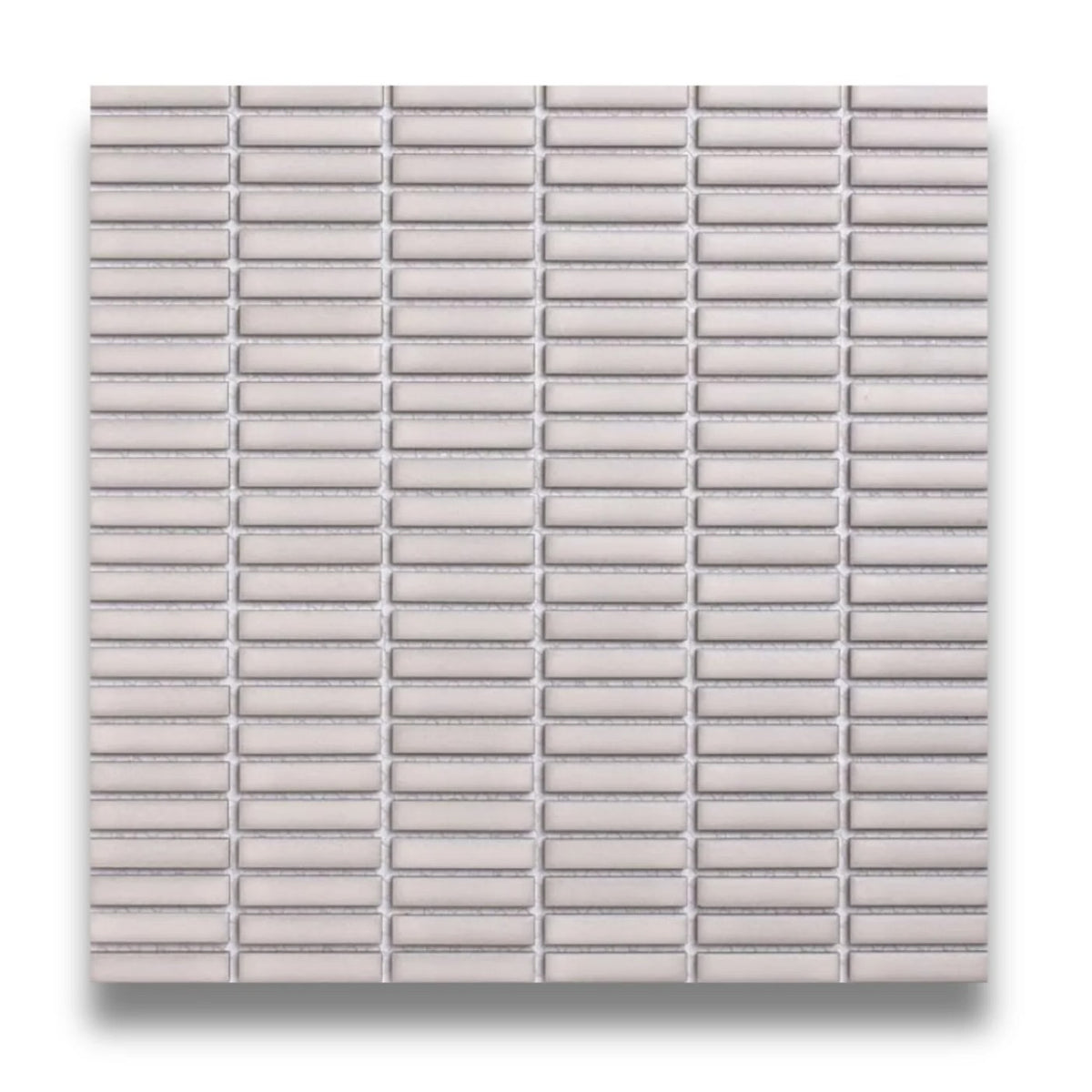 Tomo Chiffon White Satin 9.5x47 Finger Mosaic, tiles laid together