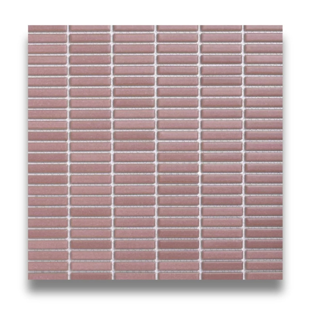 Tomo Dust Pink Satin 9.5x47 Finger Mosaic, tiles laid together