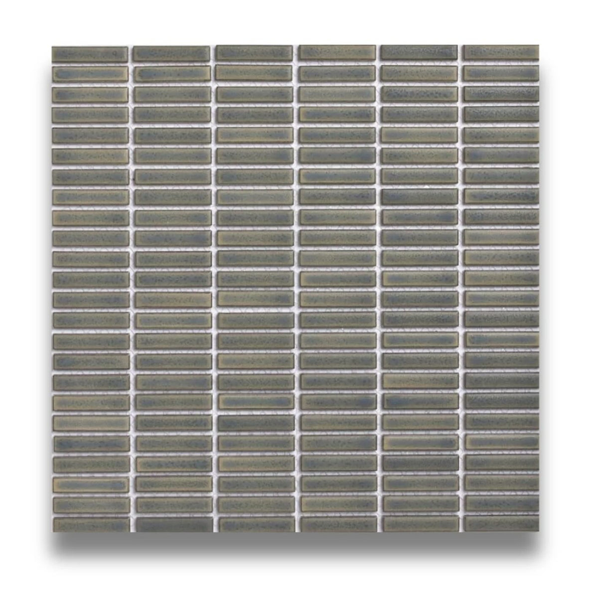 Tomo Leaf Green Satin 9.5x47 Finger Mosaic, tiles laid together