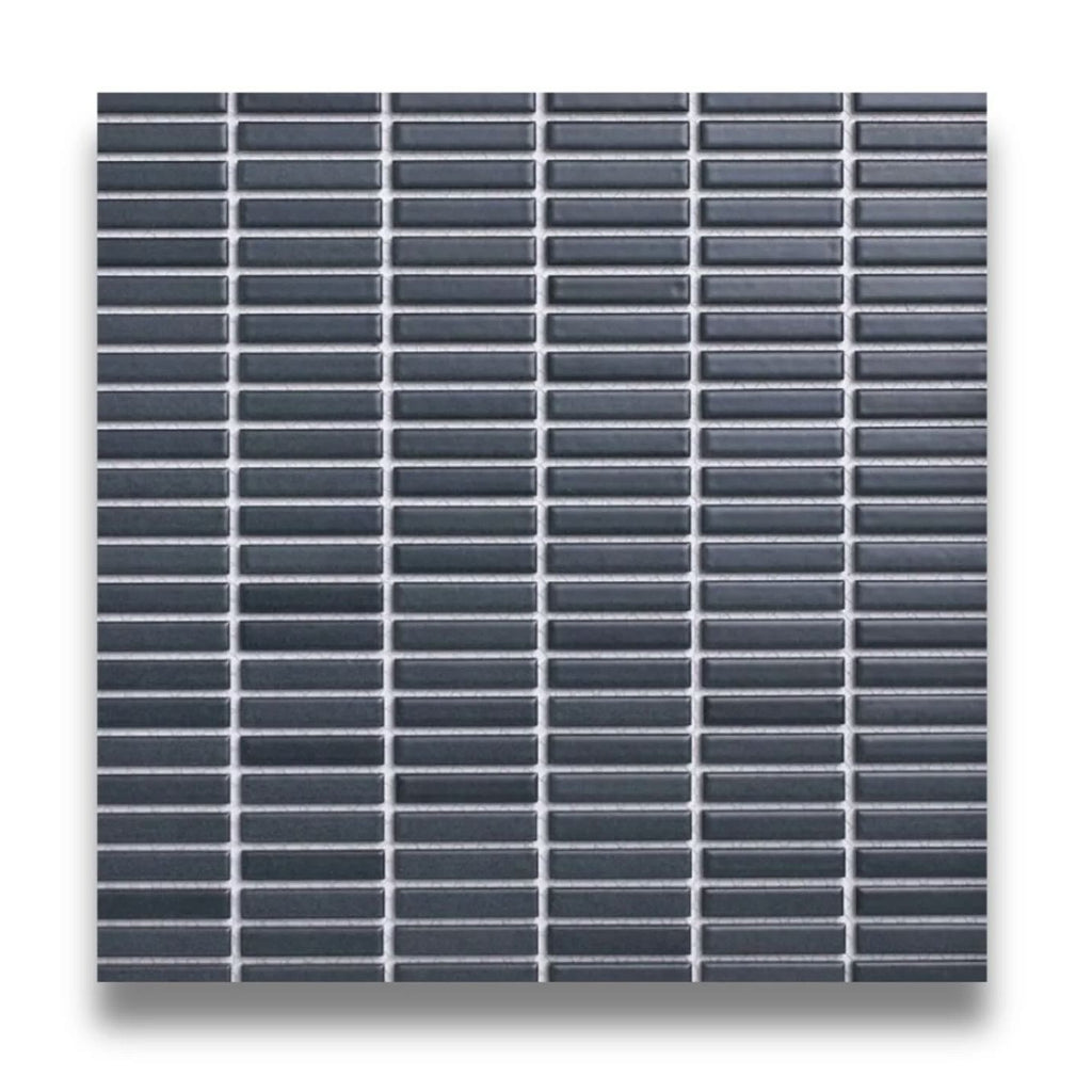 Tomo Navy Satin 9.5x47 Finger Mosaic, tiles laid together