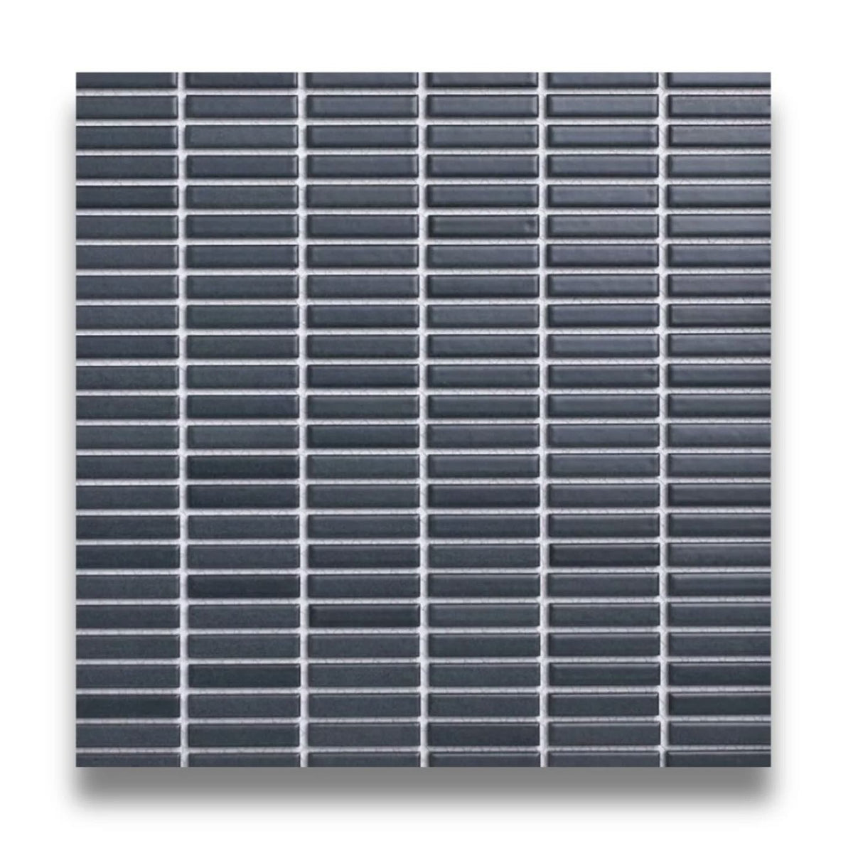 Tomo Navy Satin 9.5x47 Finger Mosaic, tiles laid together