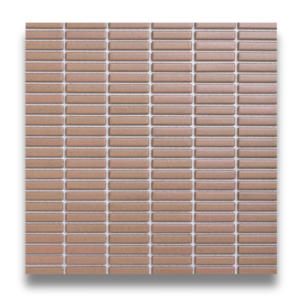 Tomo Warm Cotto Satin 9.5x47 Finger Mosaic, tiles laid together