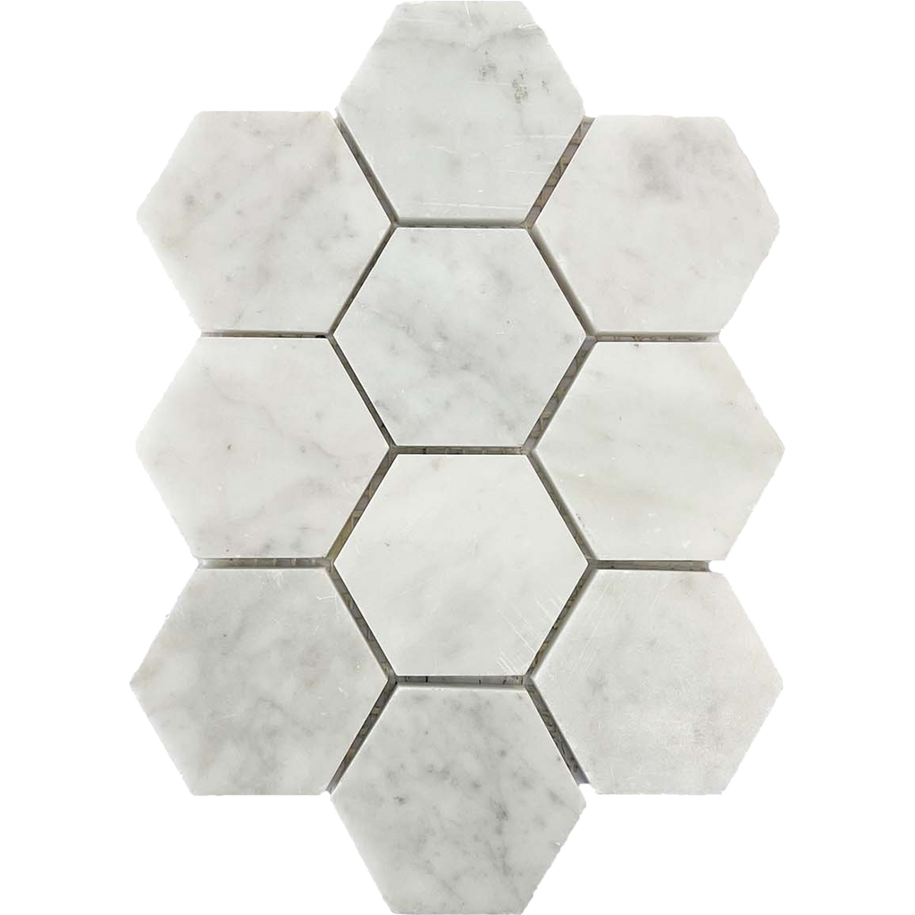 Toolangi Cirrus Hexagon Mosaic Honed 95x95, tiles laid together