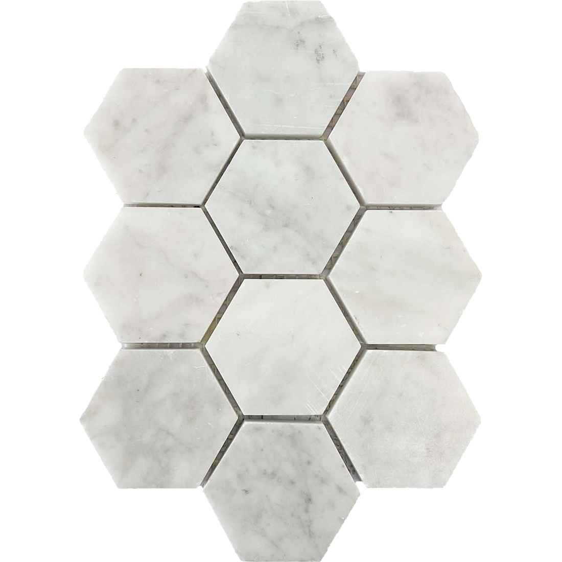 Toolangi Cirrus Hexagon Mosaic Honed 95x95, tiles laid together