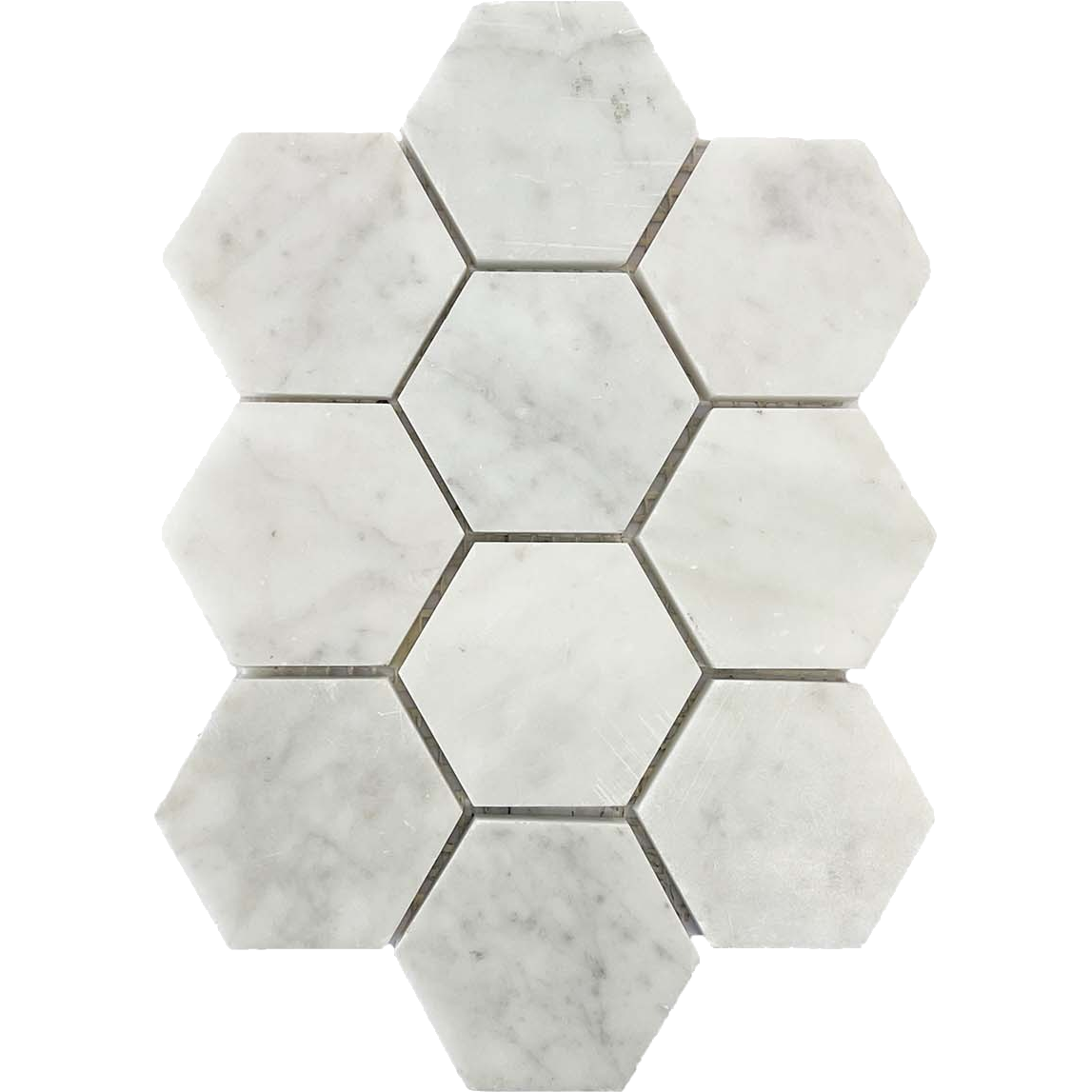Toolangi Cirrus Hexagon Mosaic Honed 95x95, tiles laid together
