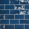Town Royal Blue Gloss 65x200, tiles laid together