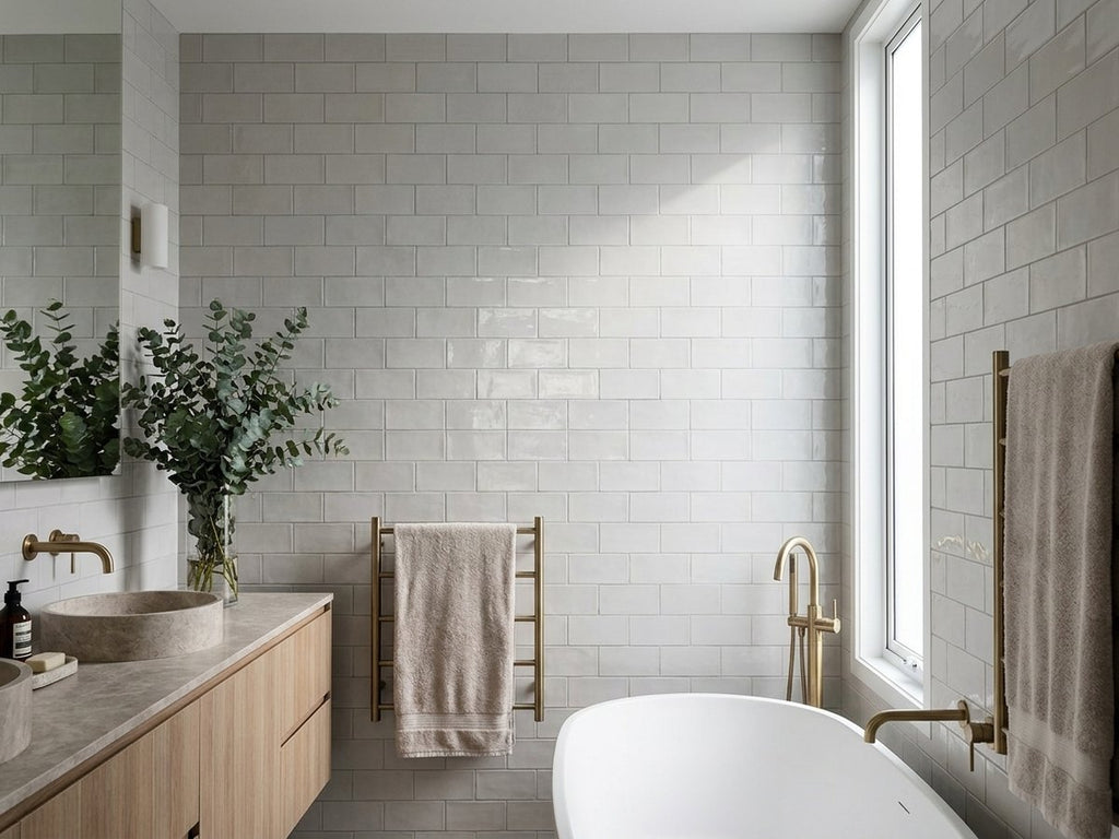 Town Surf Foam Gloss 65x200 tiles in a room