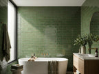Tuart Kelp Gloss 75x300 tiles in a room