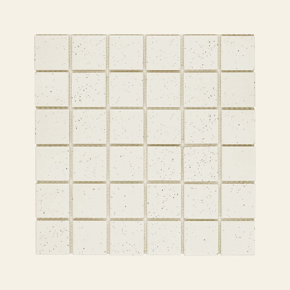 Unglazed White Speckle Matt 48x48 Mosaic, true-scale swatch: 400 x 400 mm of wall at real size
