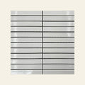 Wabisabi Finger White Glazed 22x147 Finger Mosaic, true-scale swatch: 400 x 400 mm of wall at real size