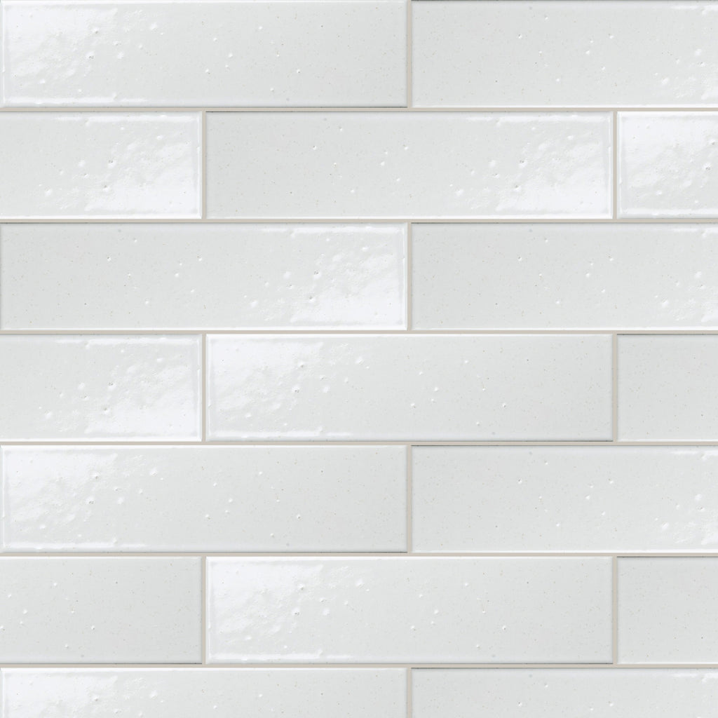 Wabisabi Porcelain White Glazed 60x227, true-scale swatch: 400 x 400 mm of wall at real size