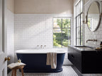 Waratah Whitecap Bevelled Cushion Edge Gloss 75x150 tiles in a room