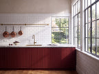 Waratah Whitecap Bevelled Cushion Edge Gloss 75x150 tiles in a kitchen