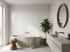 Waratah Whitecap Bevelled Cushion Edge Matt 75x150 tiles in a room