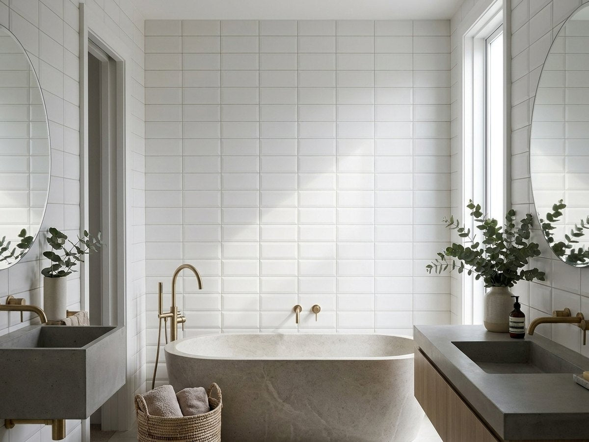 Waratah Whitecap Bevelled Matt 100x200 tiles in a room