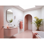 Waratah Whitecap Cushion Edge Gloss 75x150 tiles in a bathroom