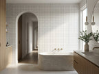 Waratah Whitecap Cushion Edge Matt 150x150 tiles in a room