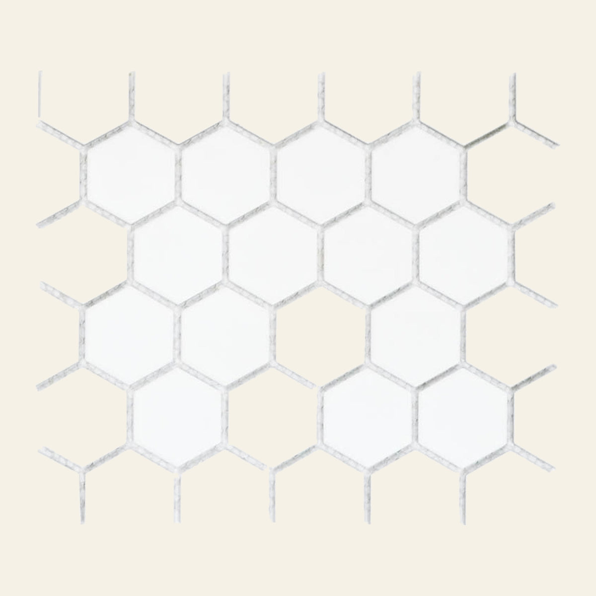 White Big Hexagon Matt 50x50 Mosaic, tiles laid together