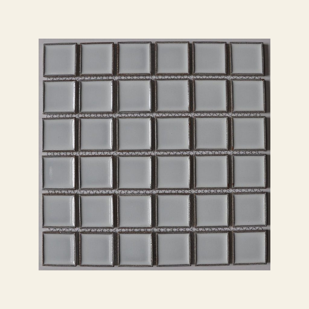 White Cloud Concave Square Gloss 48x48 Mosaic, true-scale swatch: 400 x 400 mm of wall at real size