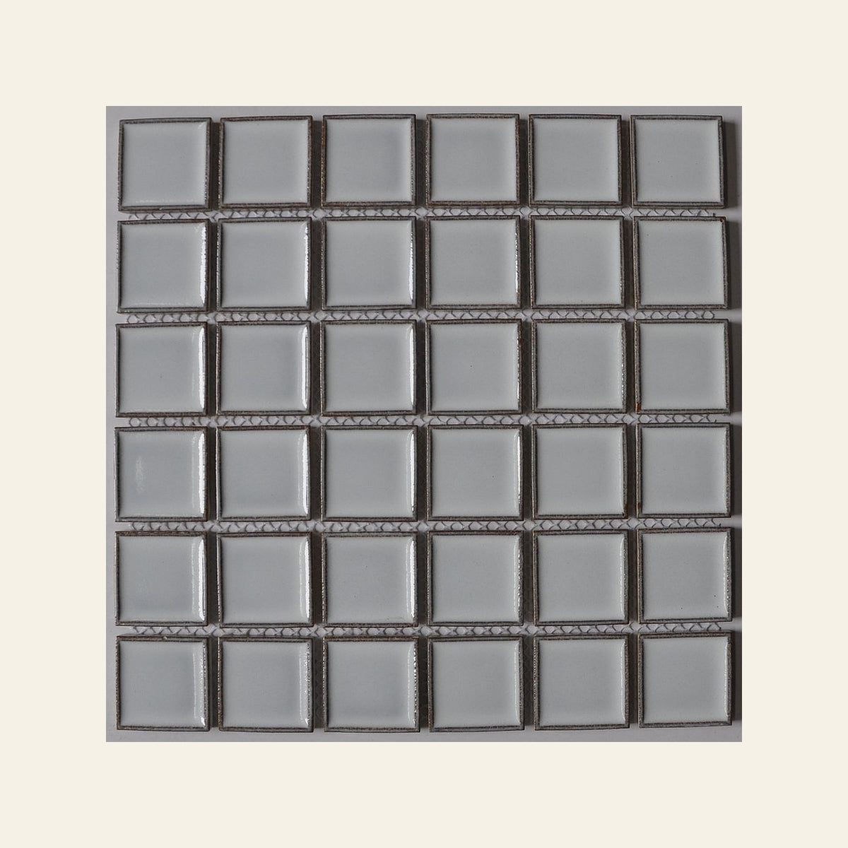 White Cloud Concave Square Gloss 48x48 Mosaic, true-scale swatch: 400 x 400 mm of wall at real size