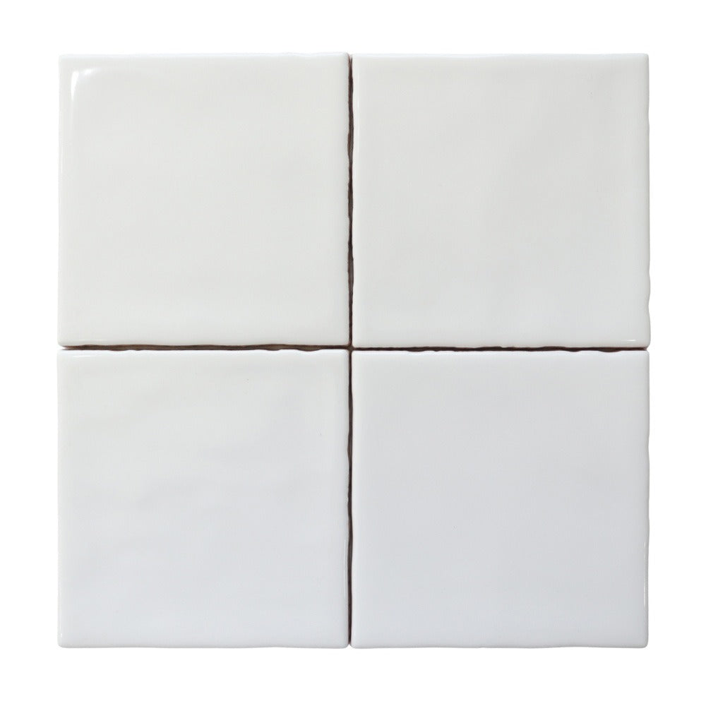 White Handmade Wavy Gloss 100x100, tiles laid together