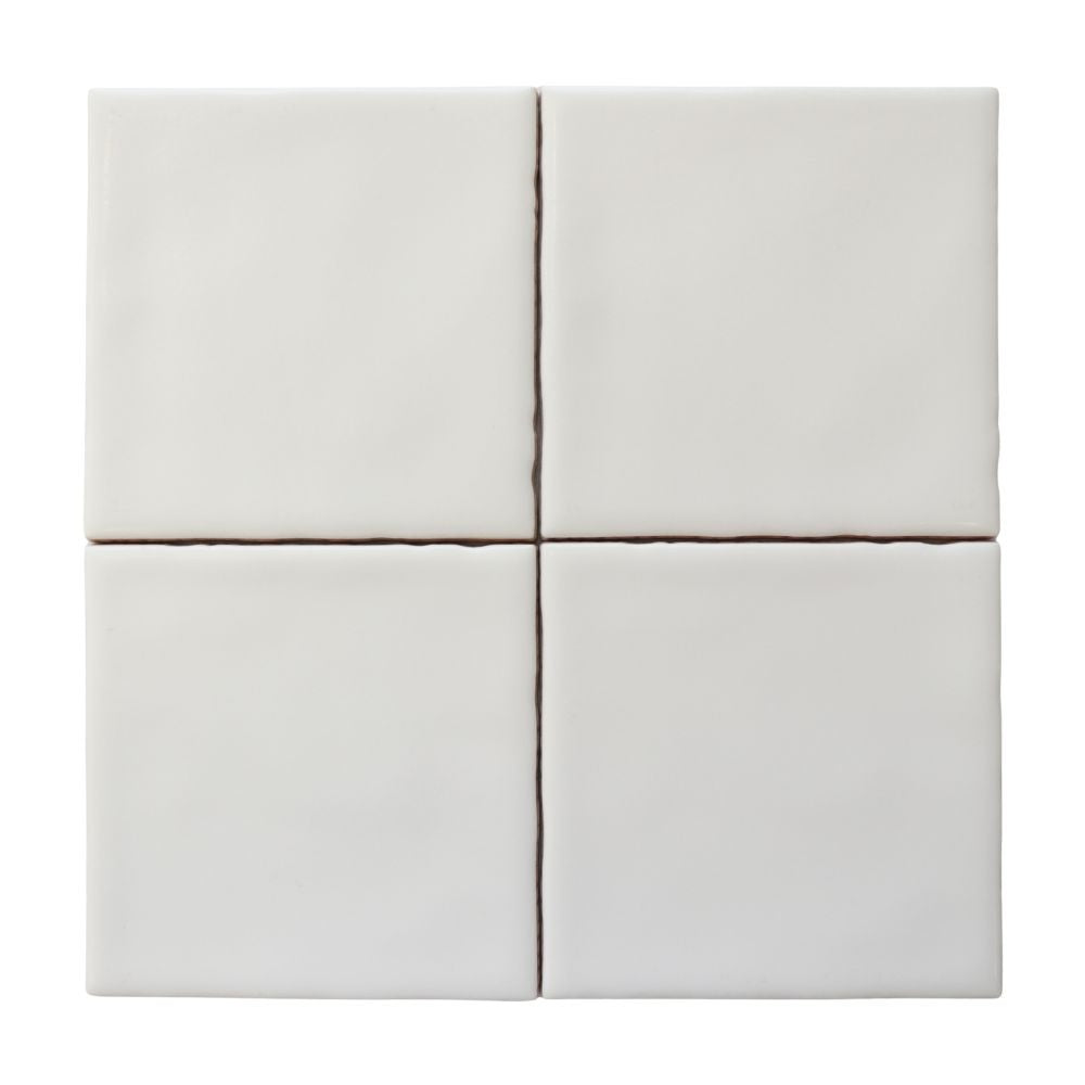 White Handmade Wavy Matt 100x100, tiles laid together