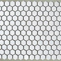 White Hexagon Gloss 25x25 Mosaic, tiles laid together