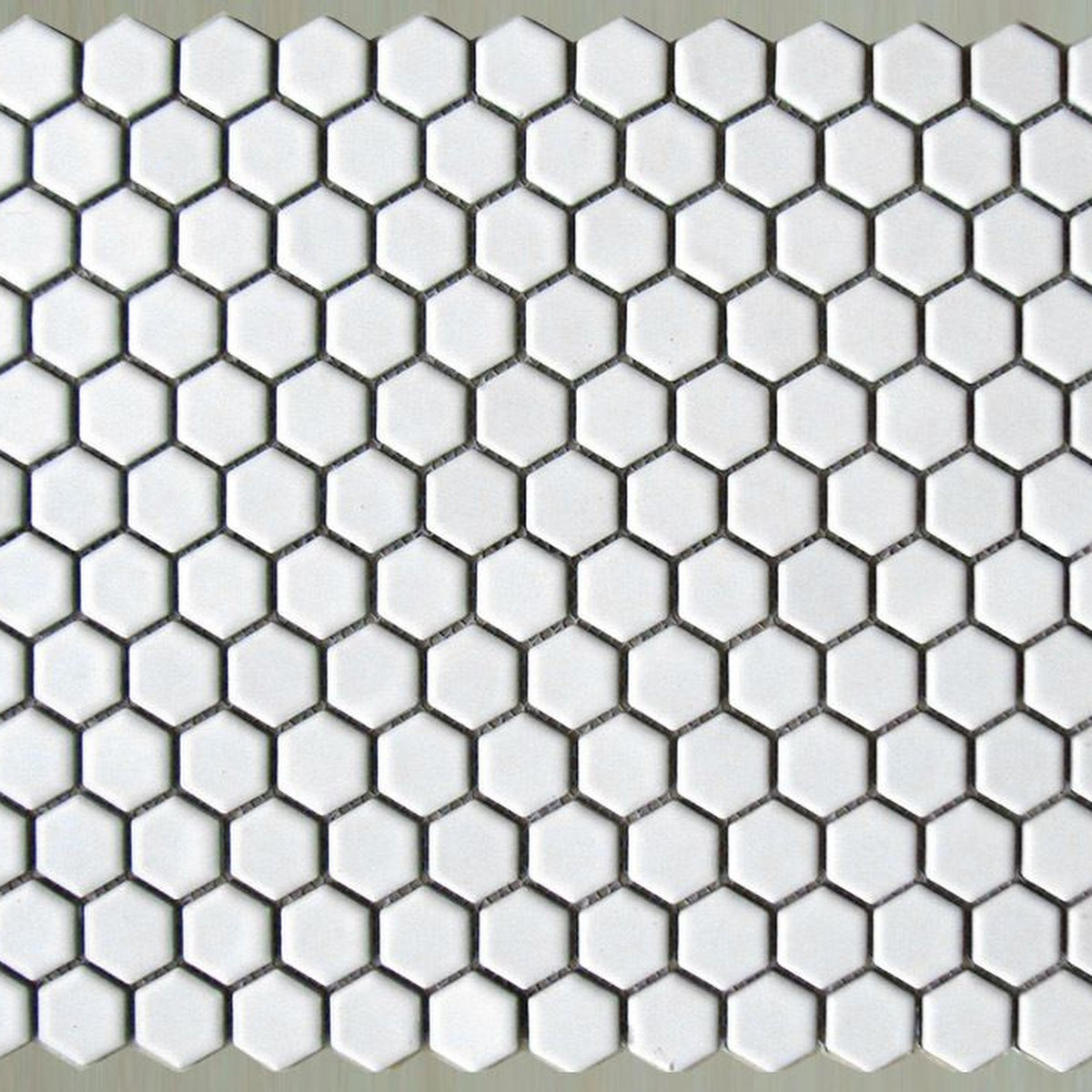 White Hexagon Gloss 25x25 Mosaic, tiles laid together
