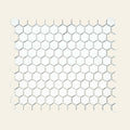 White Small Hexagon Matt 25x25 Mosaic, true-scale swatch: 400 x 400 mm of wall at real size