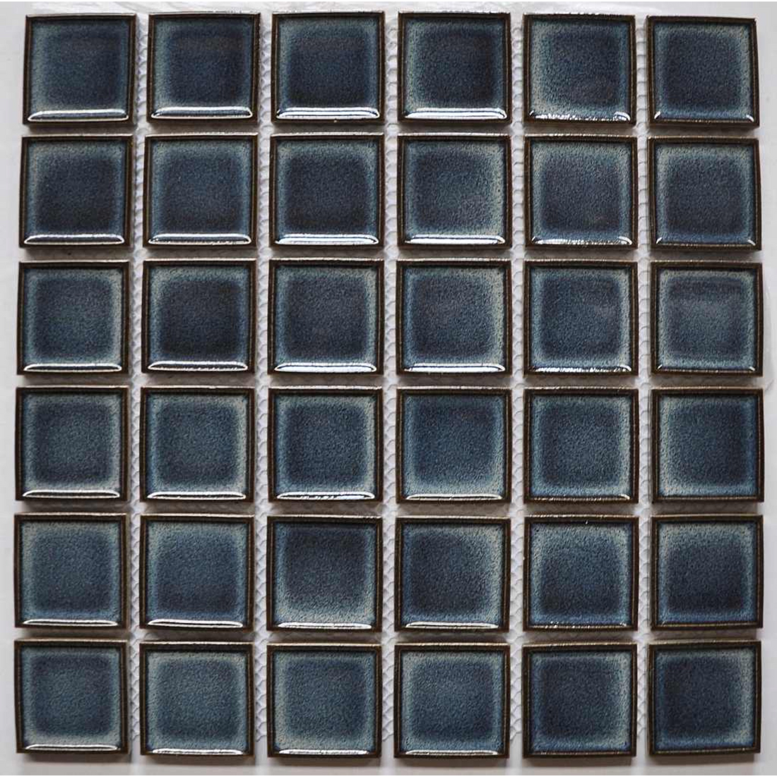 Wollemi Dusk Blue Concave Mosaic Gloss 48x48, tiles laid together