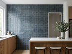 Wollemi Dusk Blue Concave Mosaic Gloss 48x48 tiles in a room