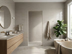 Yarra Tussock Brick Gloss 75x300 tiles in a room