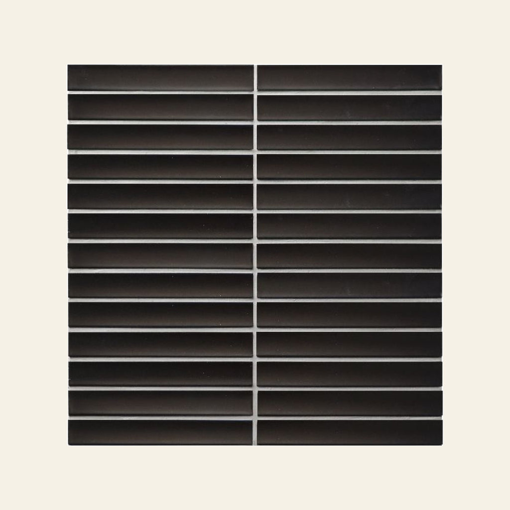 Yoso Concave Finger Black Matt 20x145 Finger Mosaic, true-scale swatch: 400 x 400 mm of wall at real size