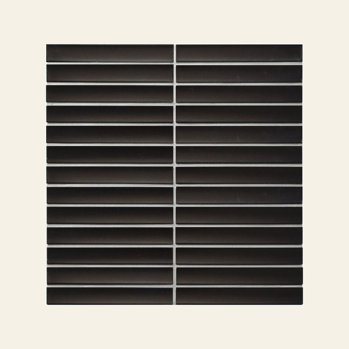 Yoso Concave Finger Black Matt 20x145 Finger Mosaic, true-scale swatch: 400 x 400 mm of wall at real size