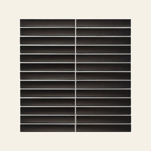 Yoso Concave Finger Black Matt 20x145 Finger Mosaic, true-scale swatch: 400 x 400 mm of wall at real size
