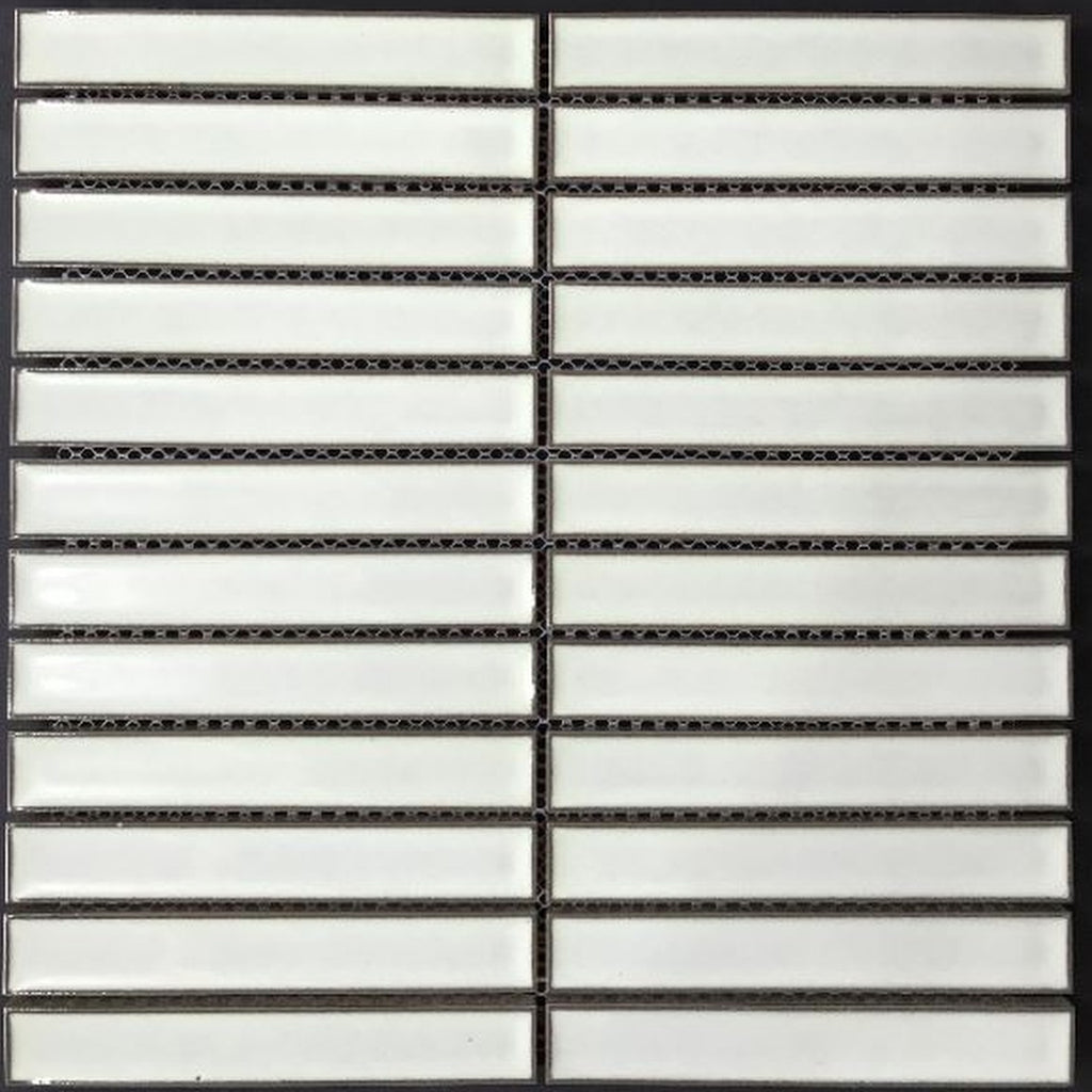 Yoso Concave Finger Off White Gloss 20x145 Finger Mosaic, tiles laid together