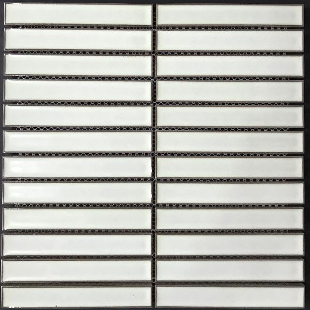 Yoso Concave Finger Off White Gloss 20x145 Finger Mosaic, tiles laid together