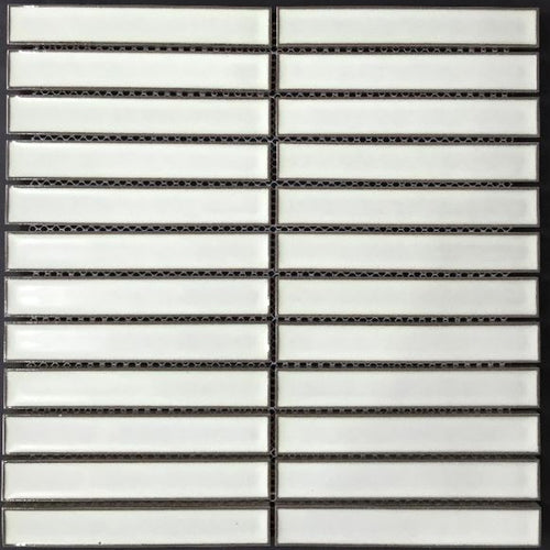 Yoso Concave Finger Off White Gloss 20x145 Finger Mosaic, tiles laid together