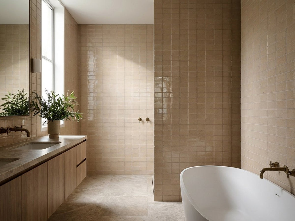 Wabisabi Porcelain Pink Glazed 60x108 tiles in a room