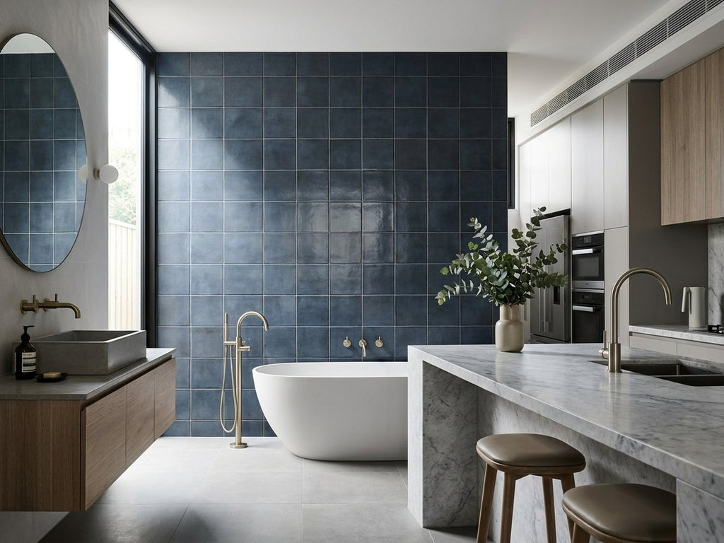Soul Blue Gloss 125x125 tiles in a room
