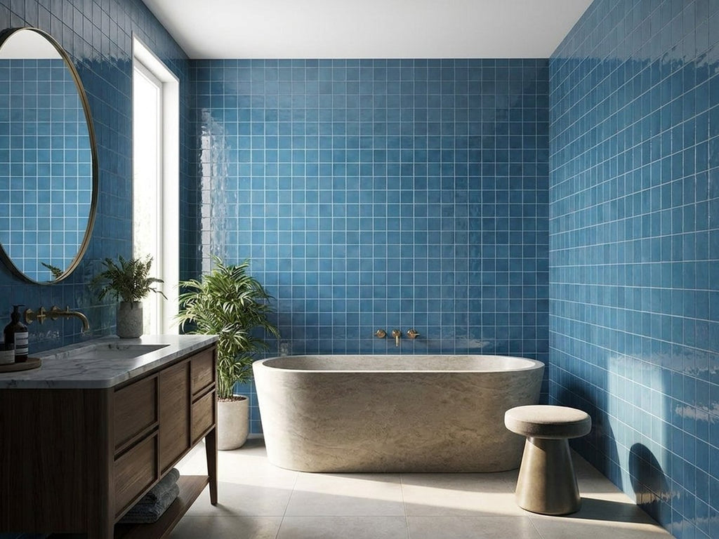 Bella 2 Marine Gloss 100x100 tiles in a room