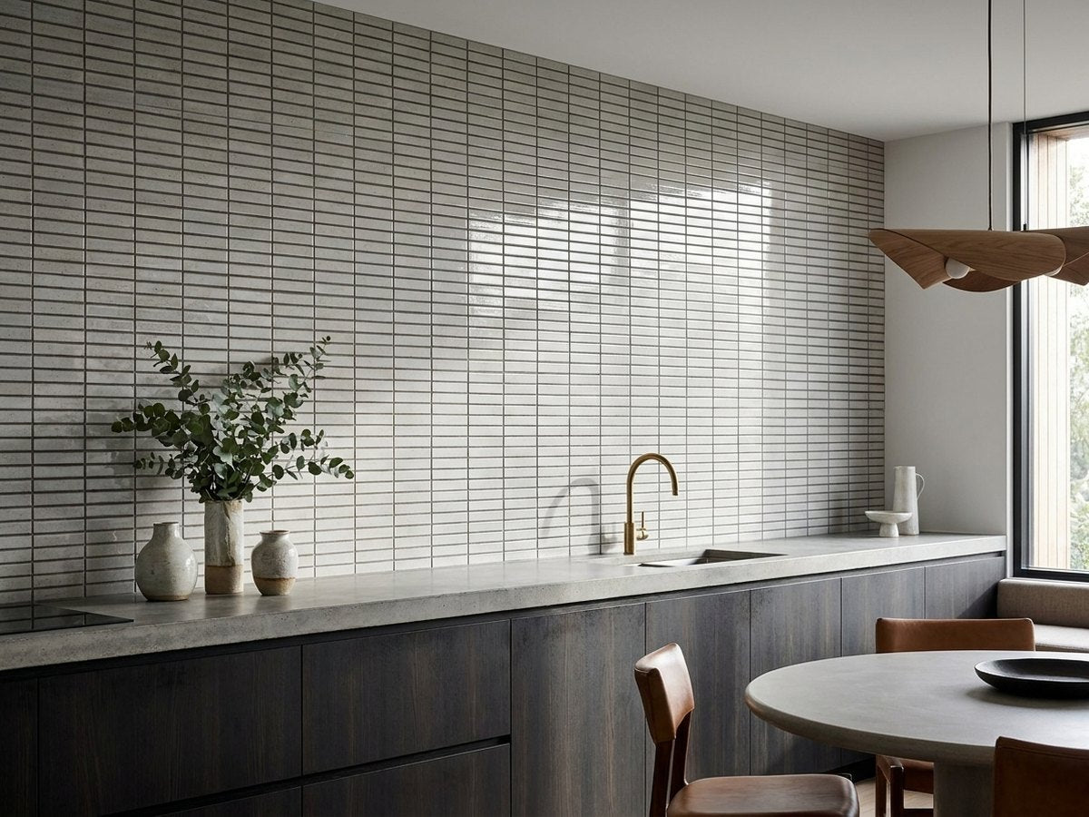 Hikari Finger Linen Gloss 20x145 Finger Mosaic tiles in a room
