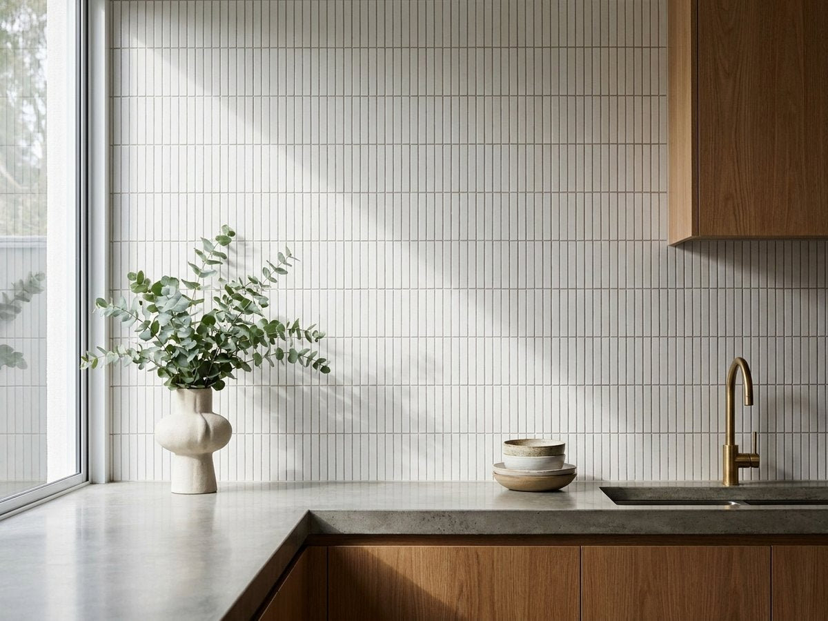 Hikari Finger Cotton Satin 20x145 Finger Mosaic tiles in a room