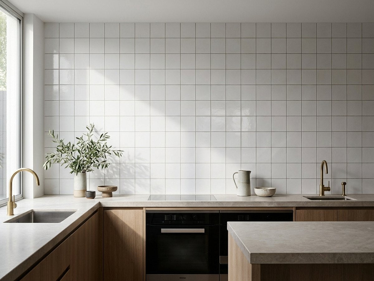 Bega White Matt 97x97 Mosaic tiles in a room