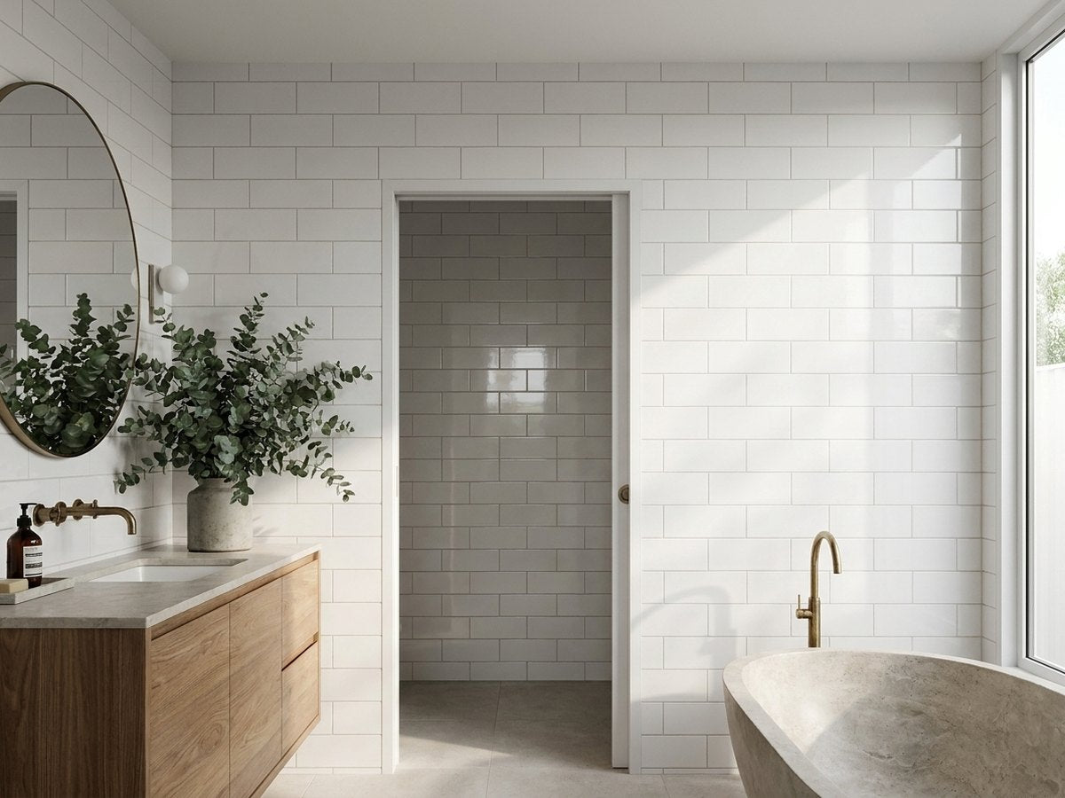 White Gloss 100x300 tiles in a room