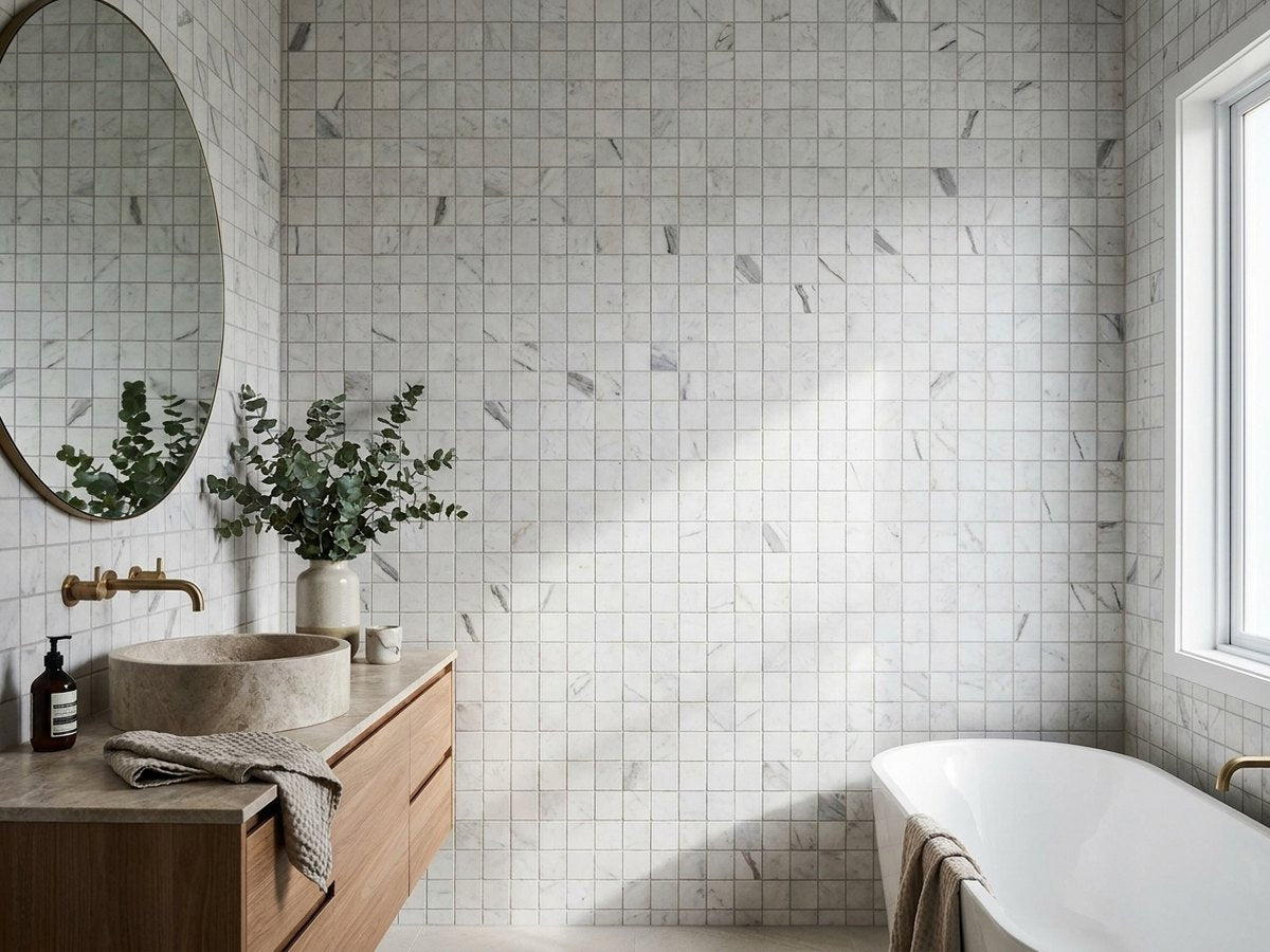 Imperial Marble Statuario Matt 75x75 tiles in a room